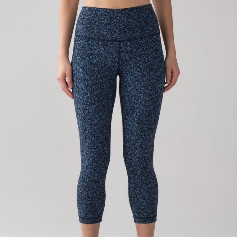 Lululemon Wunder Under Crop (Hi-Rise) Daisy Dust Illuminight Black, Sz 10